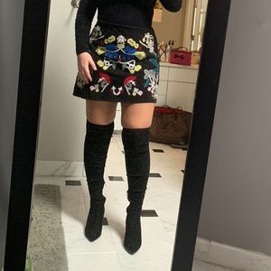 Boohoo black with floral detail skirt